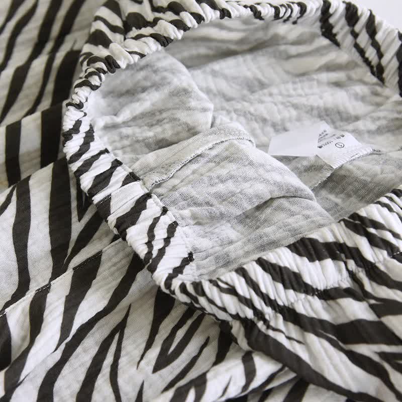Modern Zebra-striped Cotton Gauze Pajama Set - image 12