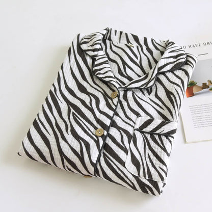 Modern Zebra-striped Cotton Gauze Pajama Set - image 3