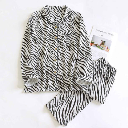 Modern Zebra-striped Cotton Gauze Pajama Set - image 1