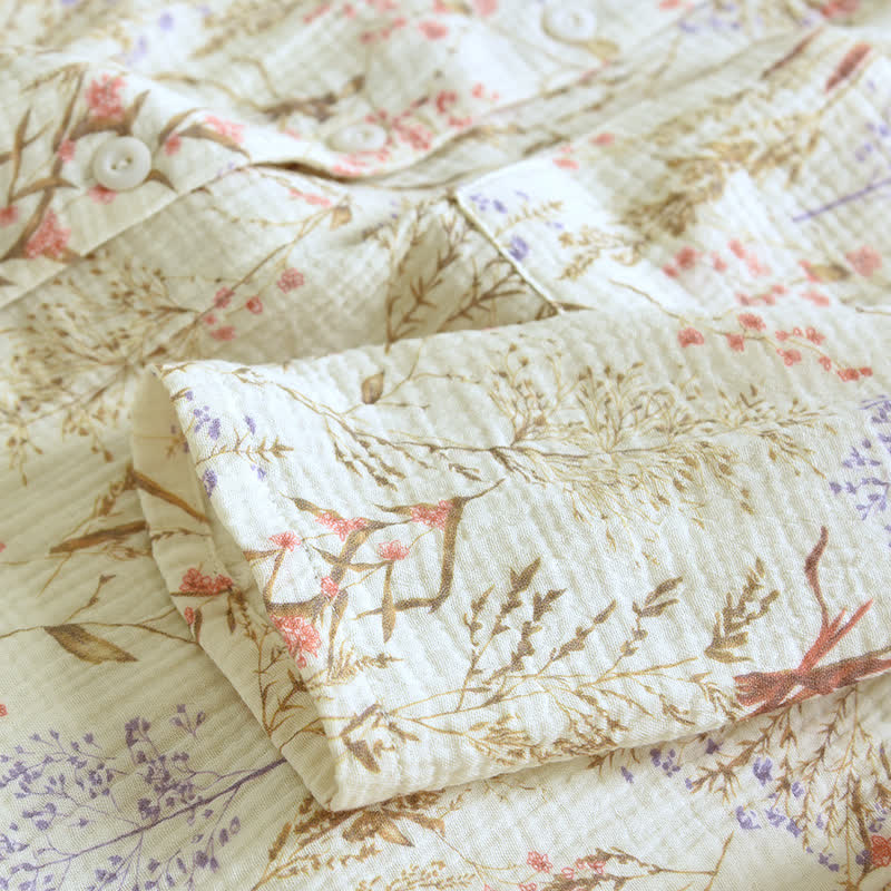 Muted Floral Cotton Gauze Pajama Set - image 9