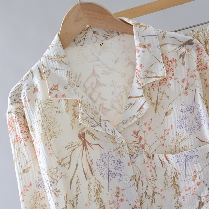 Muted Floral Cotton Gauze Pajama Set - image 5