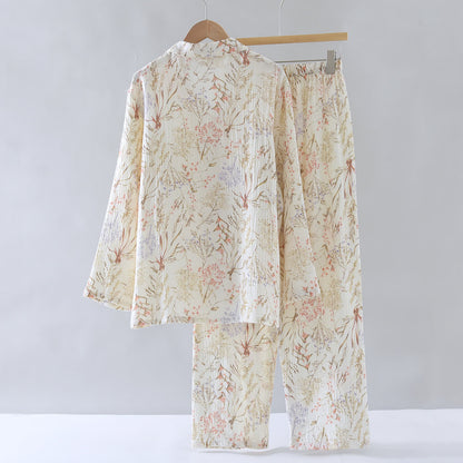 Muted Floral Cotton Gauze Pajama Set - image 2