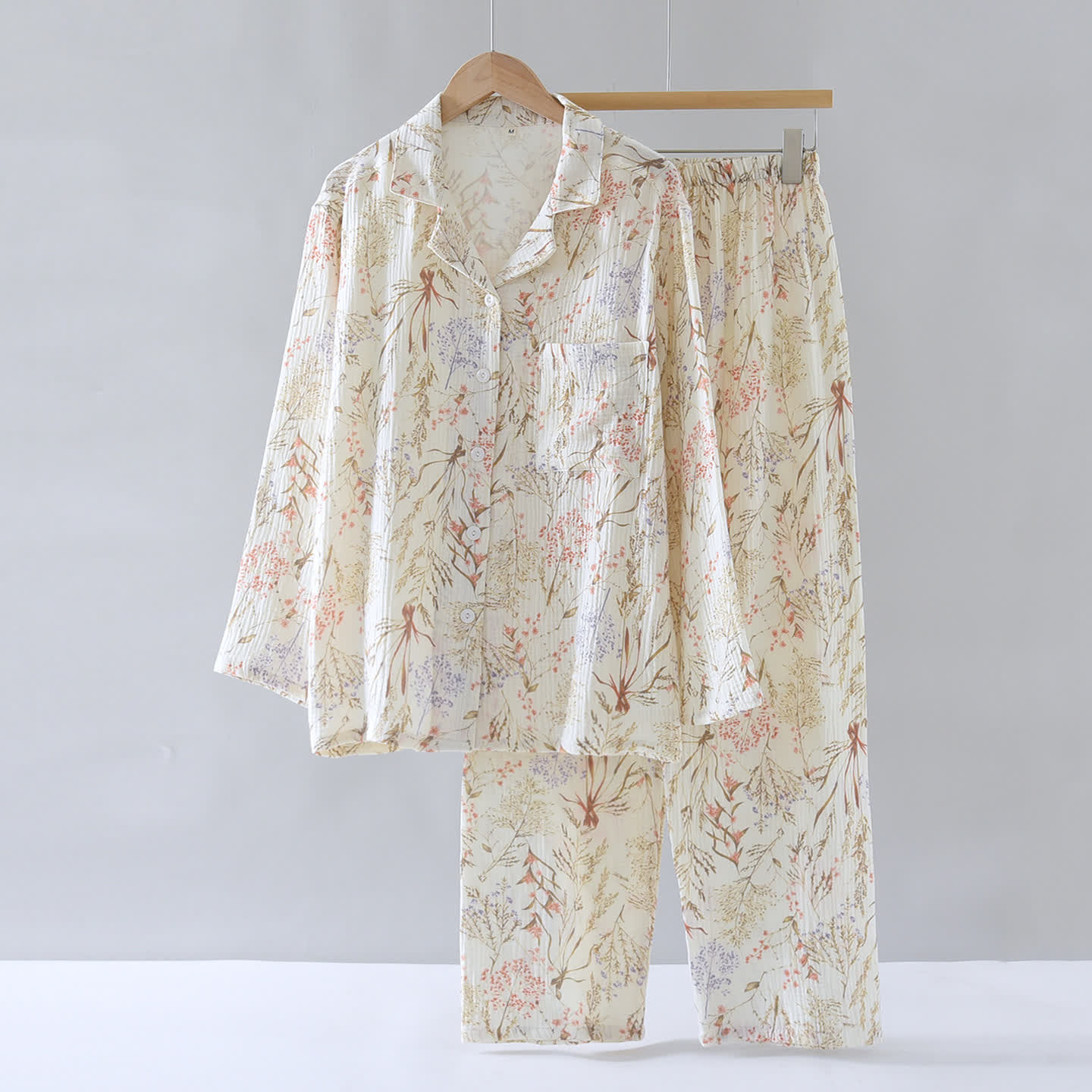 Muted Floral Cotton Gauze Pajama Set - image 1