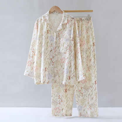 Muted Floral Cotton Gauze Pajama Set - image 1