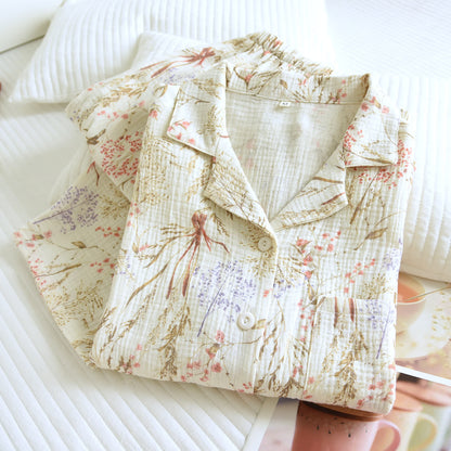 Muted Floral Cotton Gauze Pajama Set - image 4