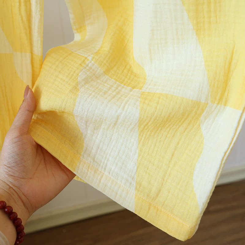 Cat Pocket Plaid Cotton Pajama Set - image 14