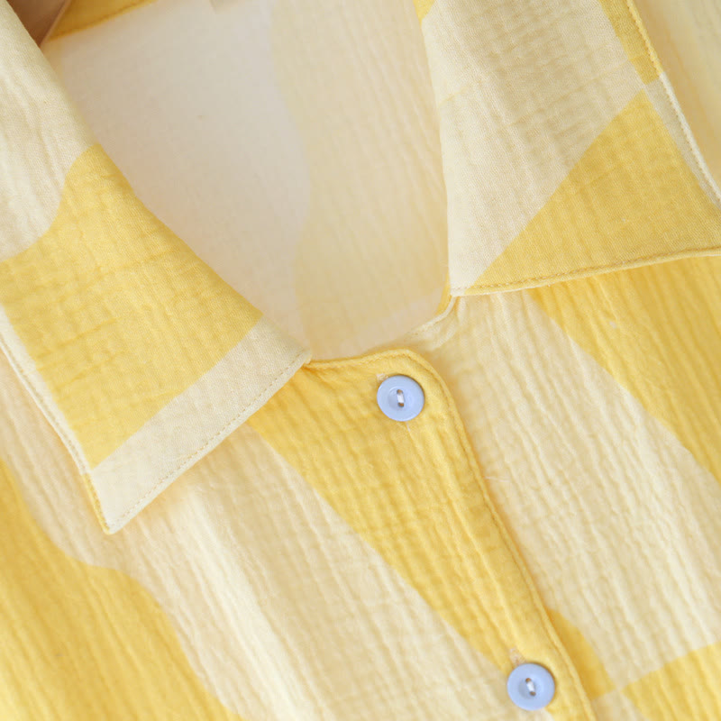 Cat Pocket Plaid Cotton Pajama Set - image 8