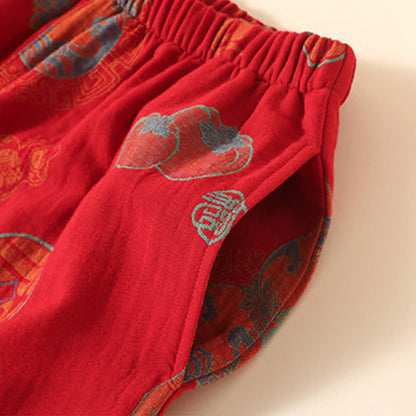 Auspicious Gourd Persimmon Cotton Loungewear Set - image 4