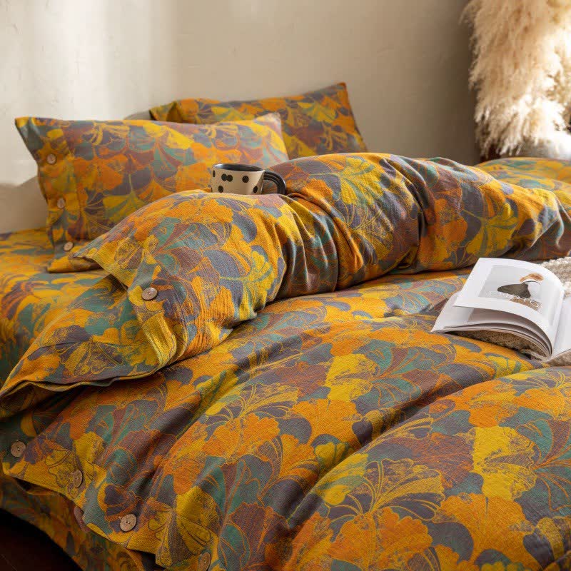 Natural Ginkgo Leaf Cotton Bedding Set (4PCS)  - image 3
