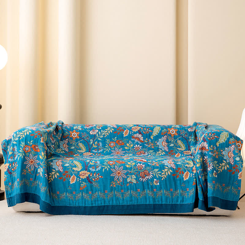 Elegant Floral Cotton Gauze Reversible Quilt - image 3