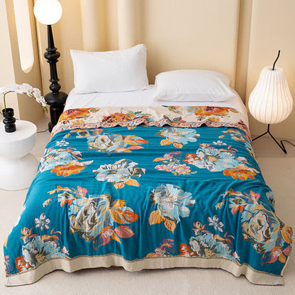 Luxurious Blooming Flower Cotton Reversible Quilt - image 1