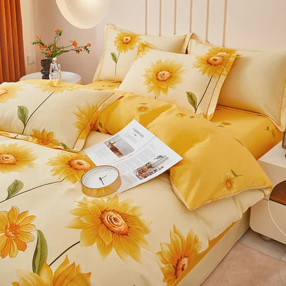 Brushed Cotton Sunflower Reversible Bedding Set(4PCS) - King - image 0