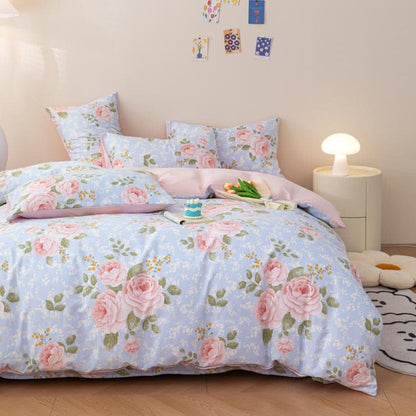 Elegant Pink Rose Cotton Bedding Set(4PCS) - image 1