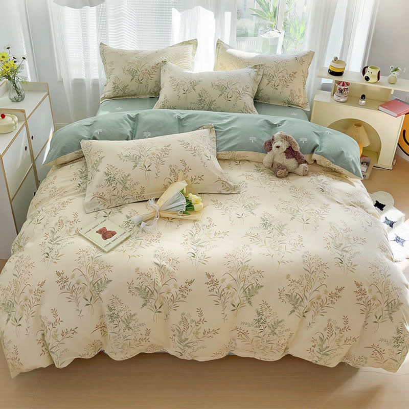 Botanical Leaf Print Cotton Bedding Set - image 1