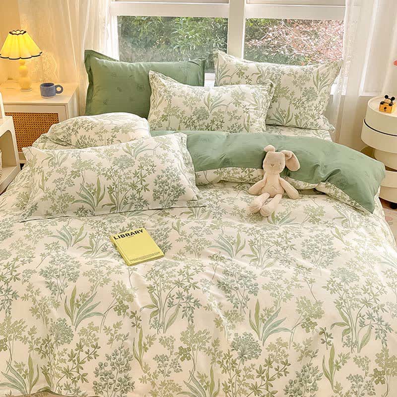 Organic Botanical Leaf Cotton Bedding Set(4PCS) - image 2