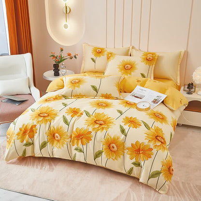 Brushed Cotton Sunflower Reversible Bedding Set(4PCS) - image 3