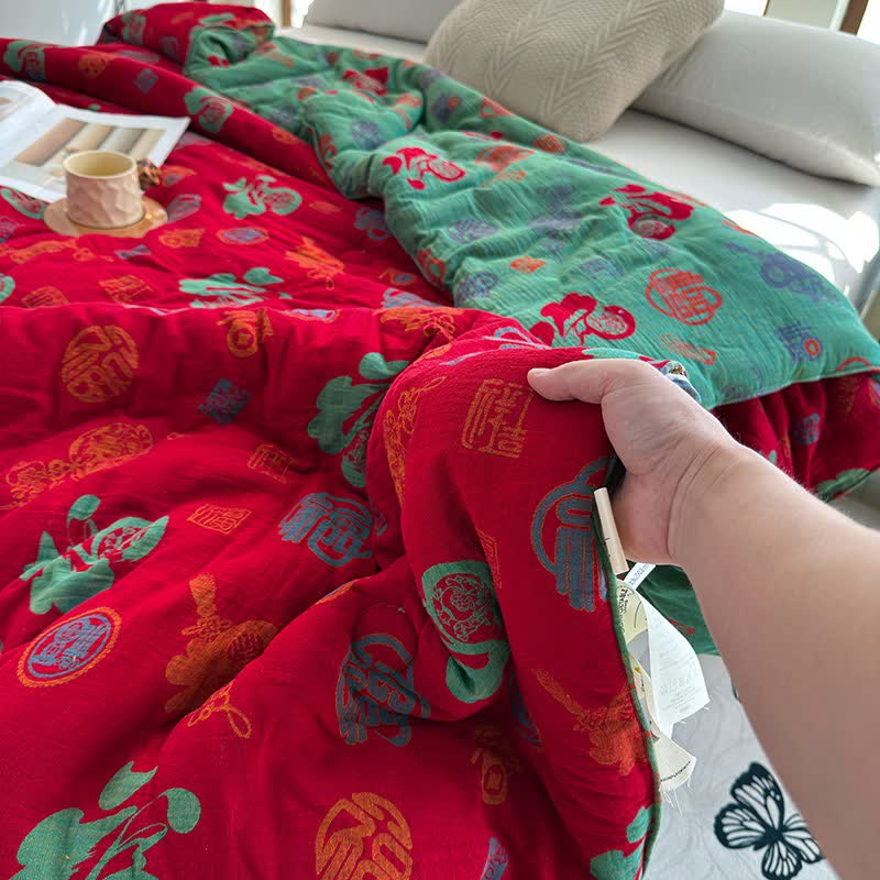 Oriental Style Retro Cotton Gauze Quilt - image 5