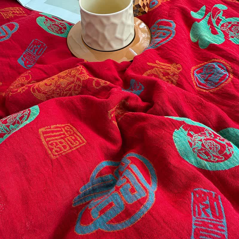 Oriental Style Retro Cotton Gauze Quilt - image 8