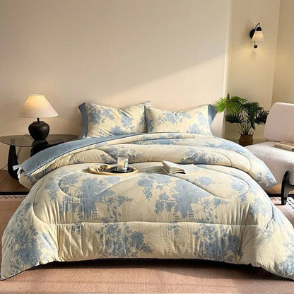 Elegant Gray Floral Reversible Quilt - Winter Quilt - King - image 0