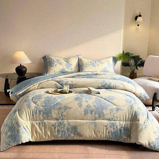 Elegant Gray Floral Reversible Quilt - Winter Quilt - King - image 0