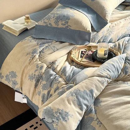 Elegant Gray Floral Reversible Quilt - image 4