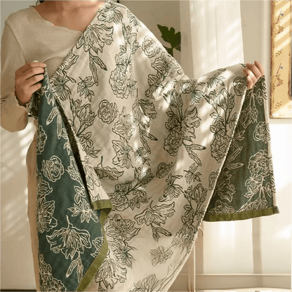 Peony Jacquard Cotton Gauze Bath Towel - image 5
