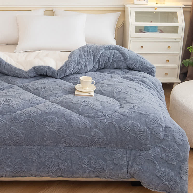 Ginkgo Leaf Jacquard Sherpa Reversible Blanket - image 6