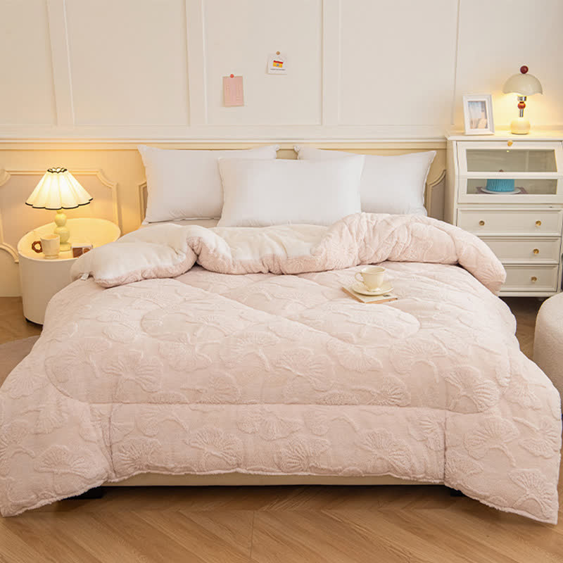 Ginkgo Leaf Jacquard Sherpa Reversible Blanket - image 15