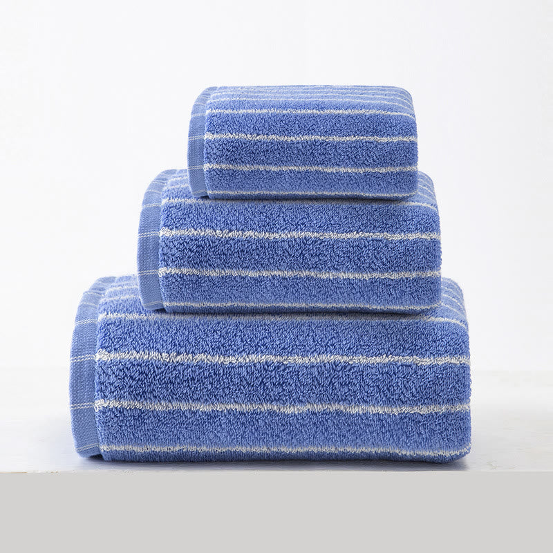 Pure Cotton Soft Bath Towel Set (3-Pack) - Blue - 3pc Set - 13" x 13"+13" x 29"+20" x 35"+28" x 55" - image 7