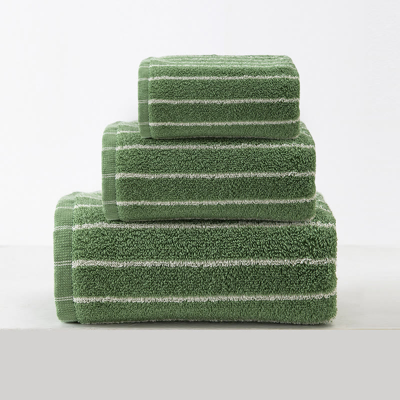 Pure Cotton Soft Bath Towel Set - Green - 3pc Set - 13" x 13"+13" x 29"+20" x 35"+28" x 55" - image 9