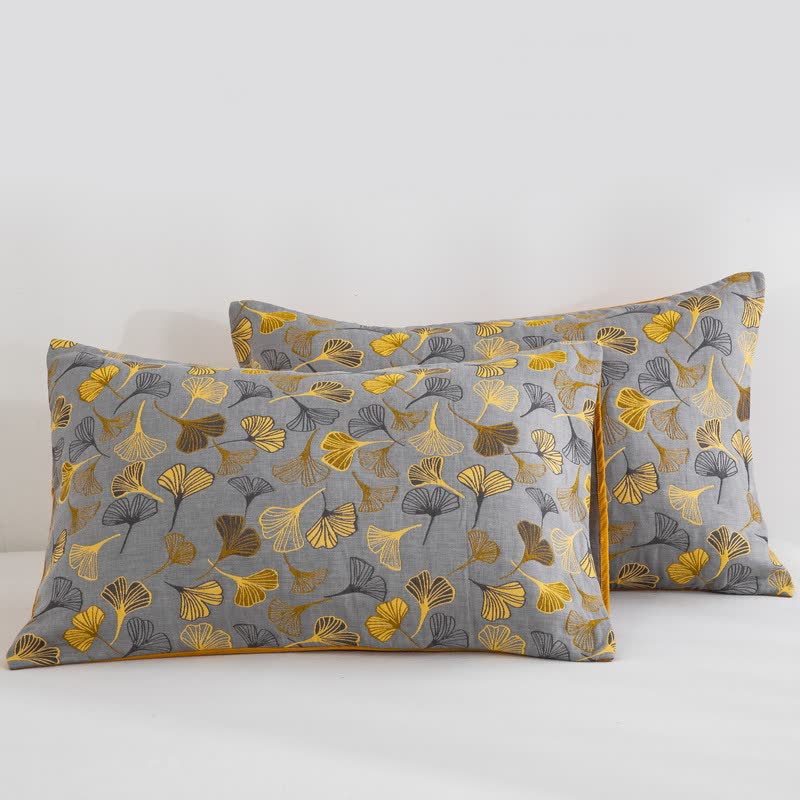 Ginkgo Biloba Organic Cotton Quilt - Grey - 2PCS Pillowcases - 20" x 36" - image 45