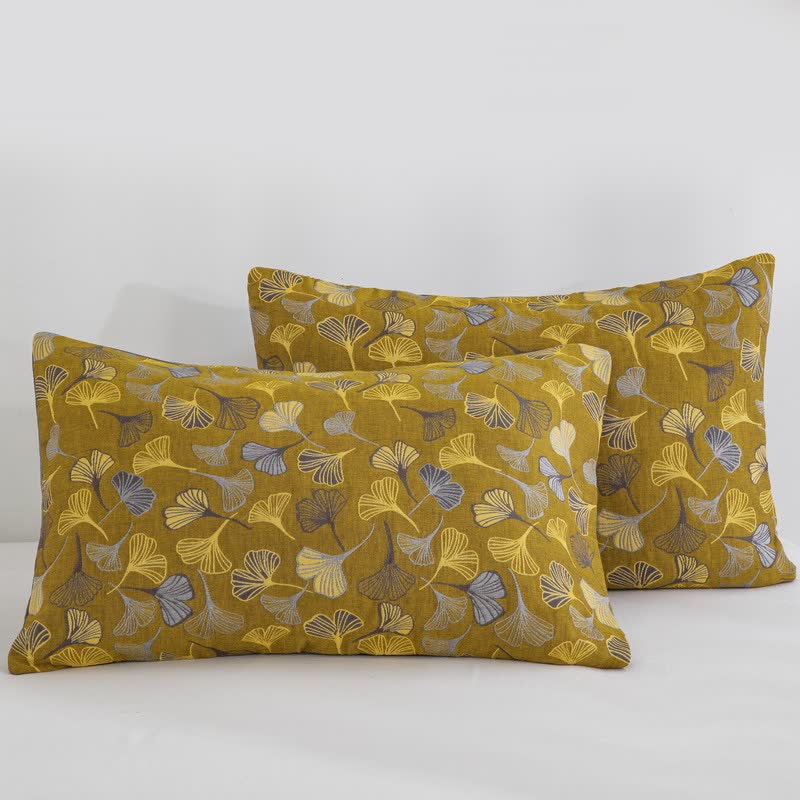 Ginkgo Biloba Organic Cotton Quilt - Yellow - 2PCS Pillowcases - 20" x 36" - image 59