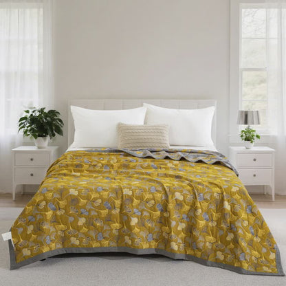 Ginkgo Biloba Organic Cotton Quilt - Yellow - Quilt - Cal King - image 54