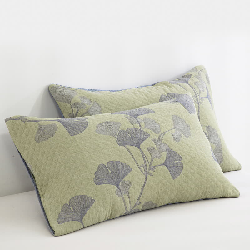 Ginkgo Inspired Natural Cotton Reversible Quilt - image 19