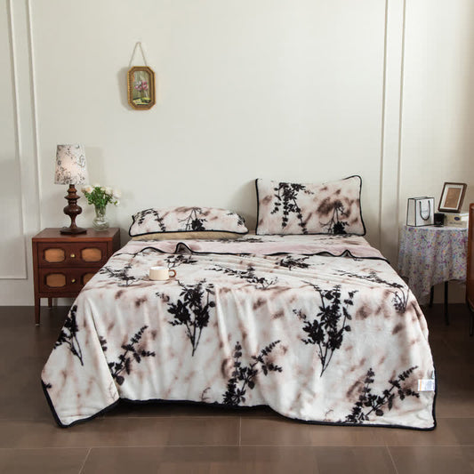 Branch Leaf Plush Fitted Sheet Blanket - 2PCS Pillowcases - 19" x 29" - image 0