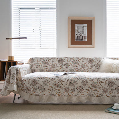 Vintage Flower Ruffled Sofa Throw Blanket - 71" x 134" - image 0