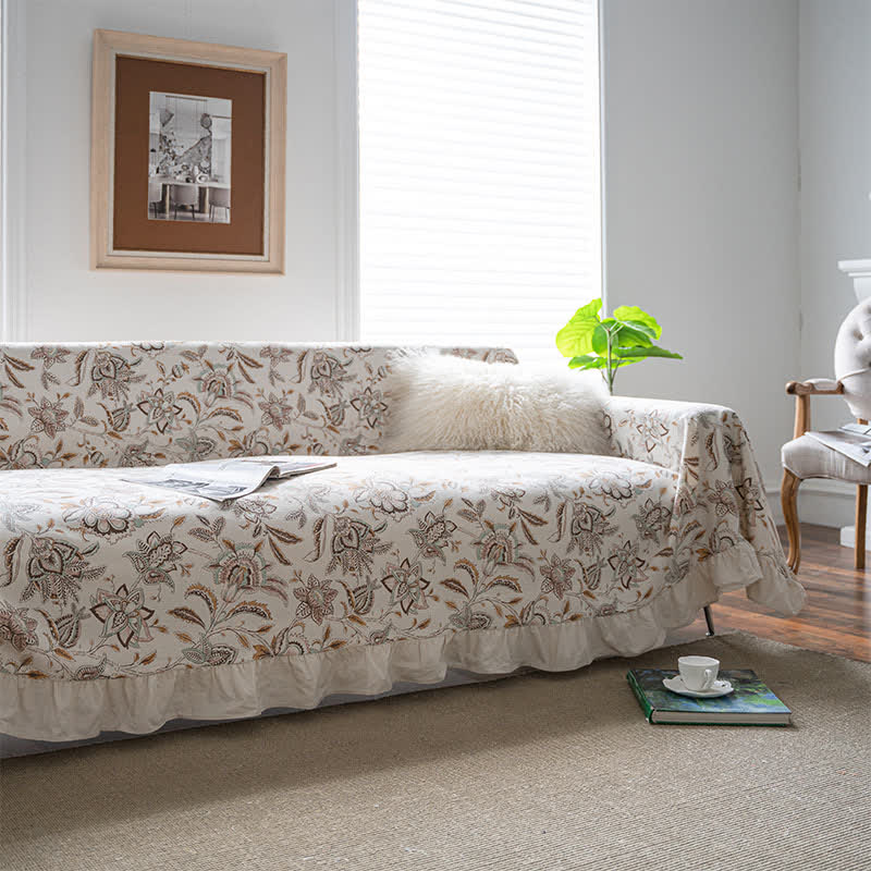 Vintage Flower Ruffled Sofa Throw Blanket - image 3
