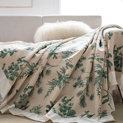 Green Pine Ruffled Sofa Throw Blanket - image 1