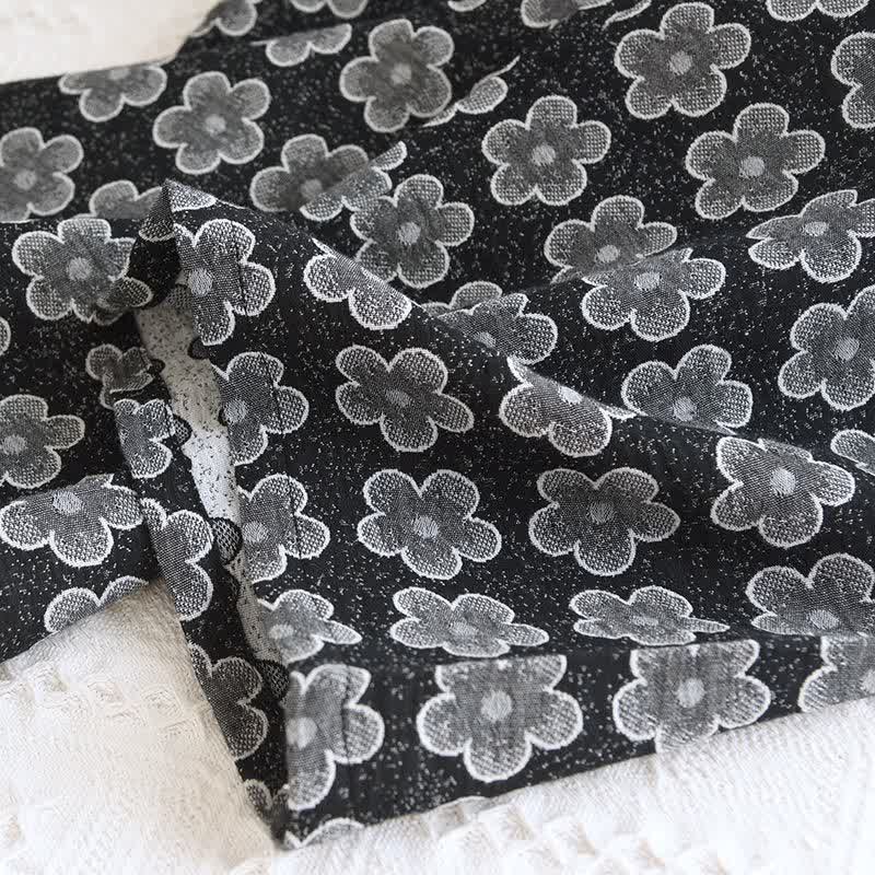 Black Floral Jacquard Natural Cotton Nightwear - image 9