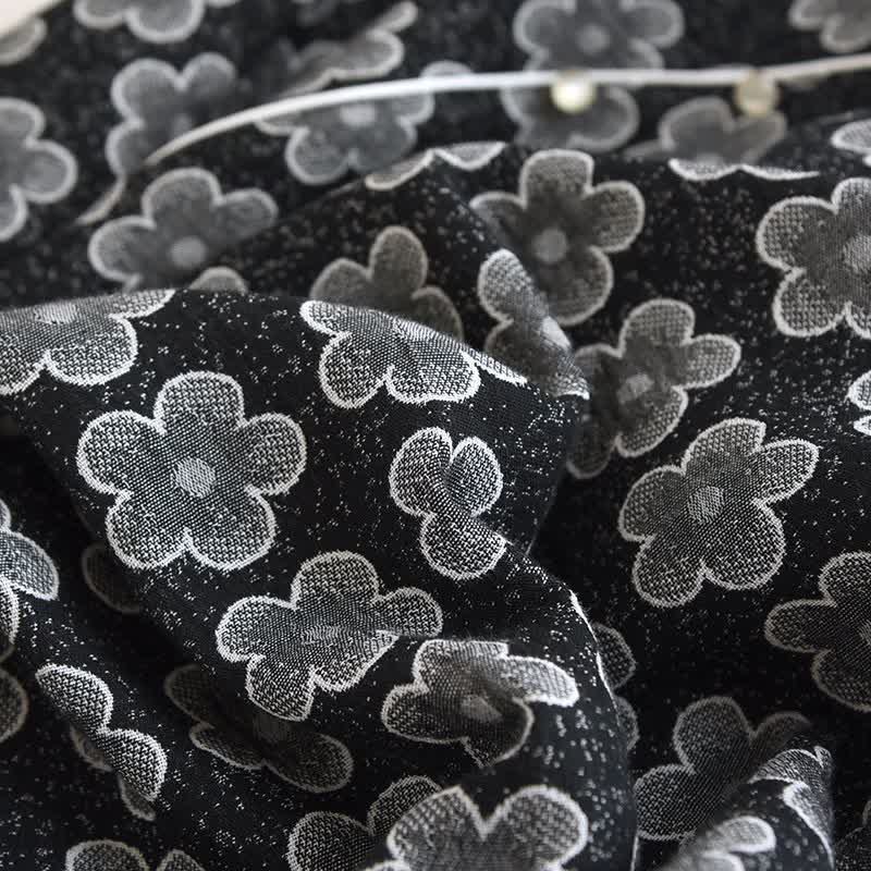 Black Floral Jacquard Natural Cotton Nightwear - image 4