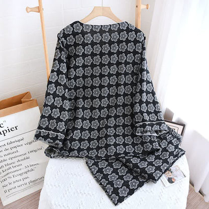 Black Floral Jacquard Natural Cotton Nightwear - image 1