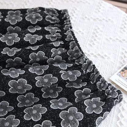 Black Floral Jacquard Natural Cotton Nightwear - image 7