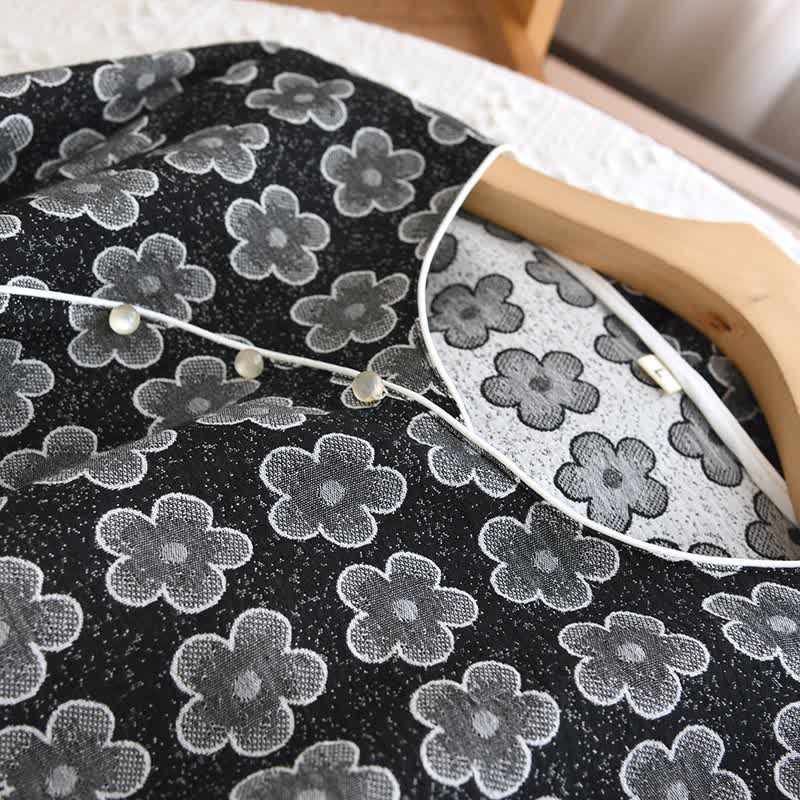 Black Floral Jacquard Natural Cotton Nightwear - image 2