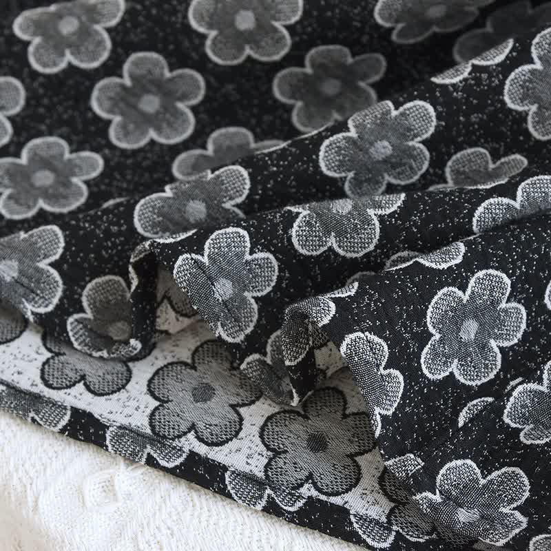 Black Floral Jacquard Natural Cotton Nightwear - image 6