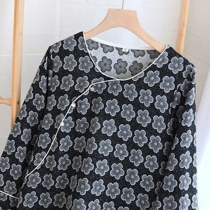 Black Floral Jacquard Natural Cotton Nightwear - image 15