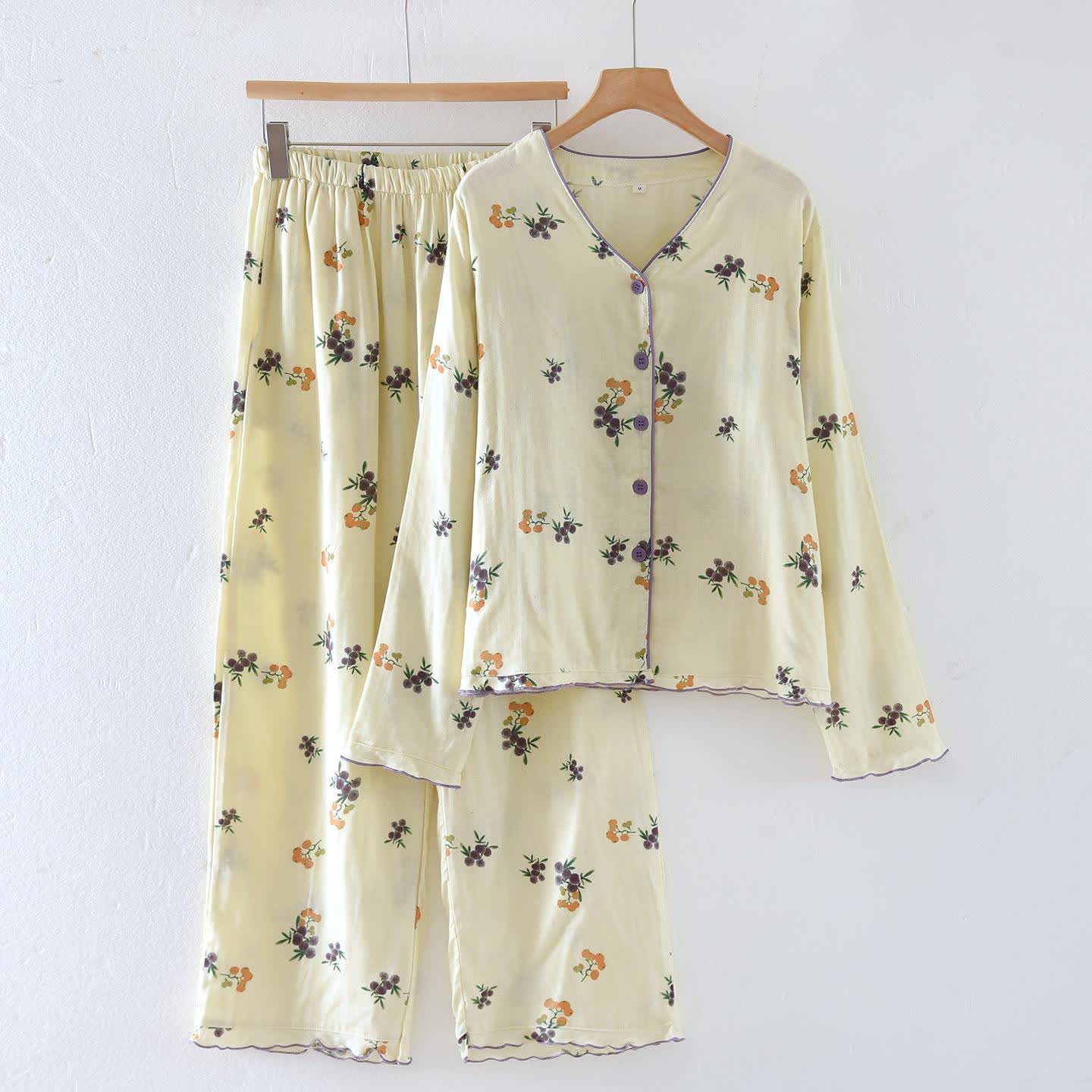 Loquat Fruit Cotton Gauze Loungewear Set - XL - image 0