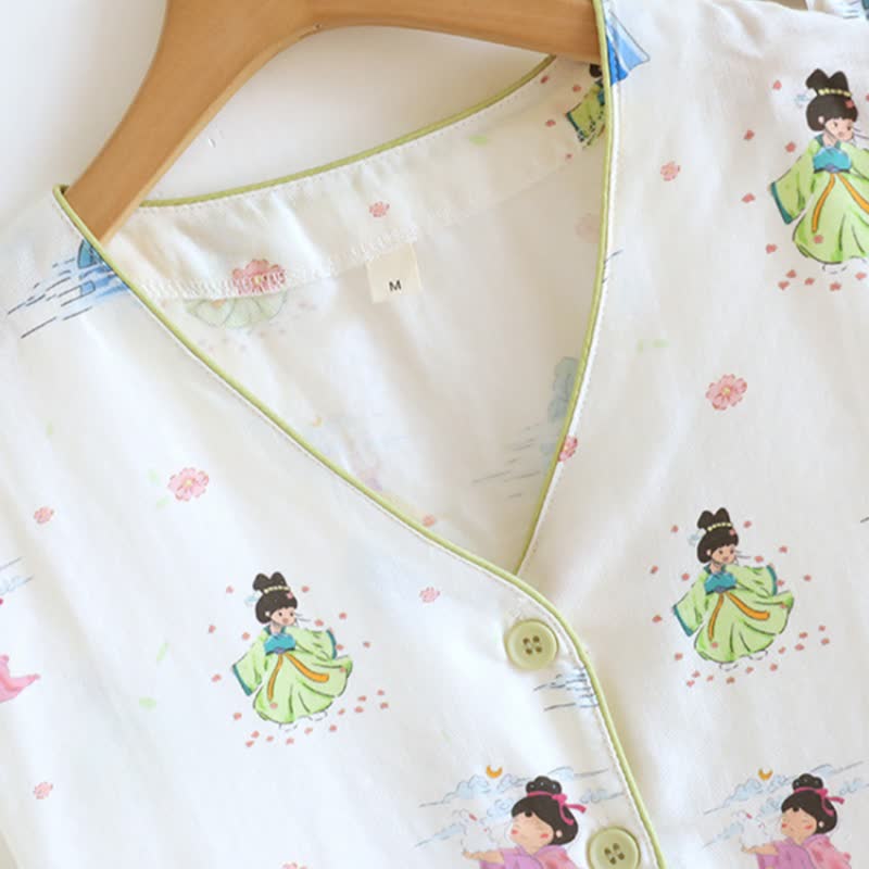 Oriental Cartoon Princess Cotton Gauze Loungewear - image 4