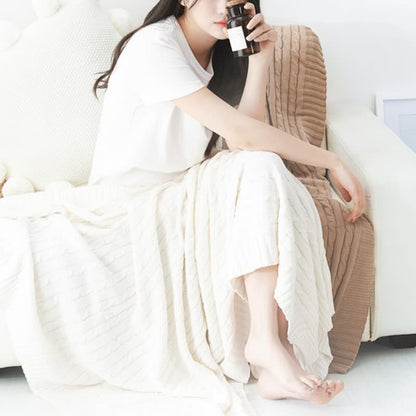 Ownkoti Solid Color Cotton Sofa Knit Blanket - White - 71" x 79" - image 26