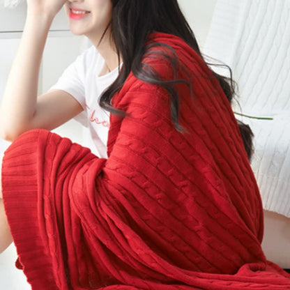 Ownkoti Solid Color Cotton Sofa Knit Blanket - Red - 71" x 79" - image 5