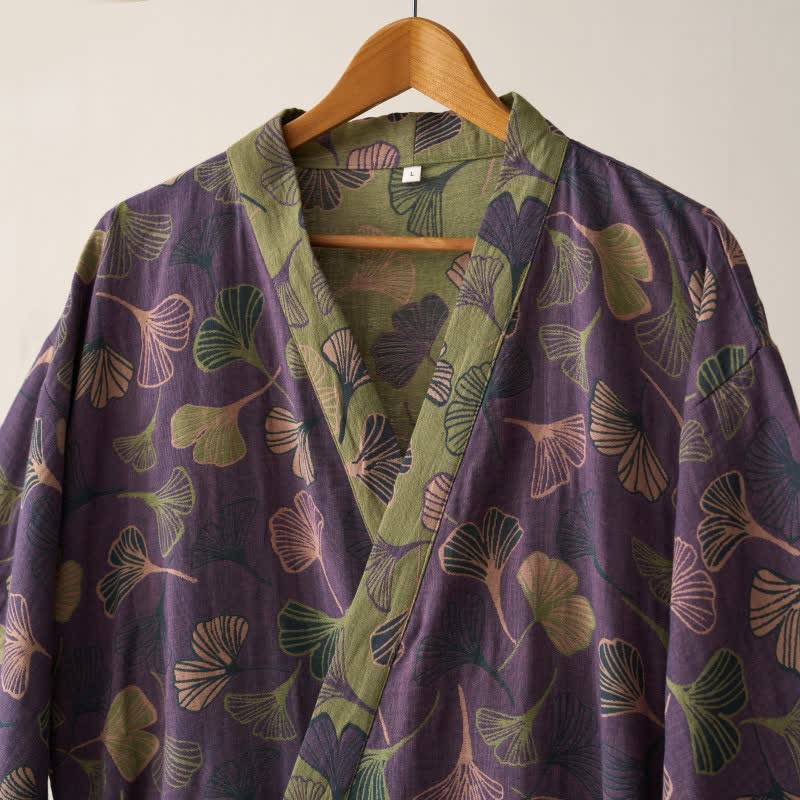 Ginkgo Biloba Cotton Gauze Kimono Robe - image 8